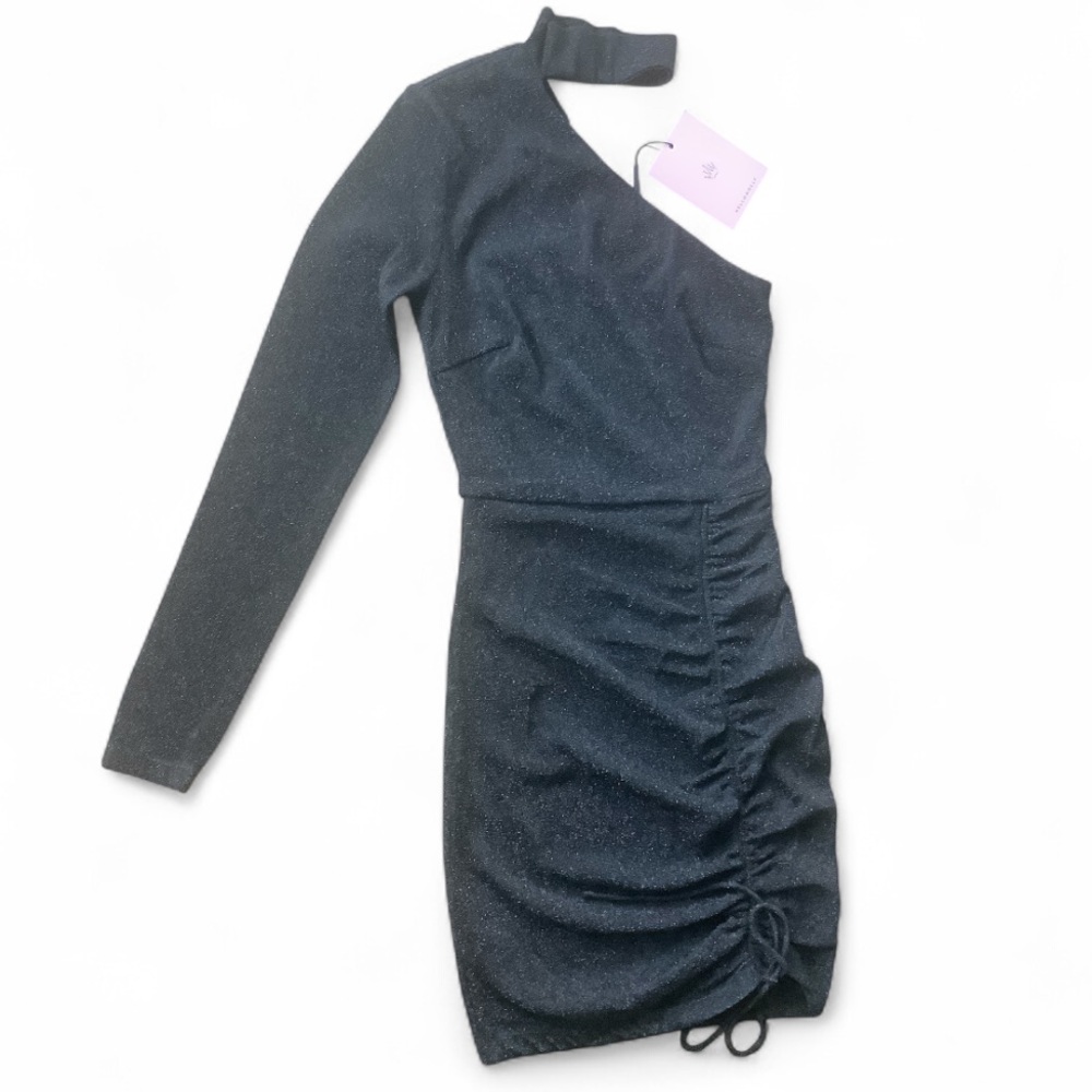 Hello Molly Sexy Metallic Black Mini Cocktail Party Dress SZ XS/2 NWT Baddie